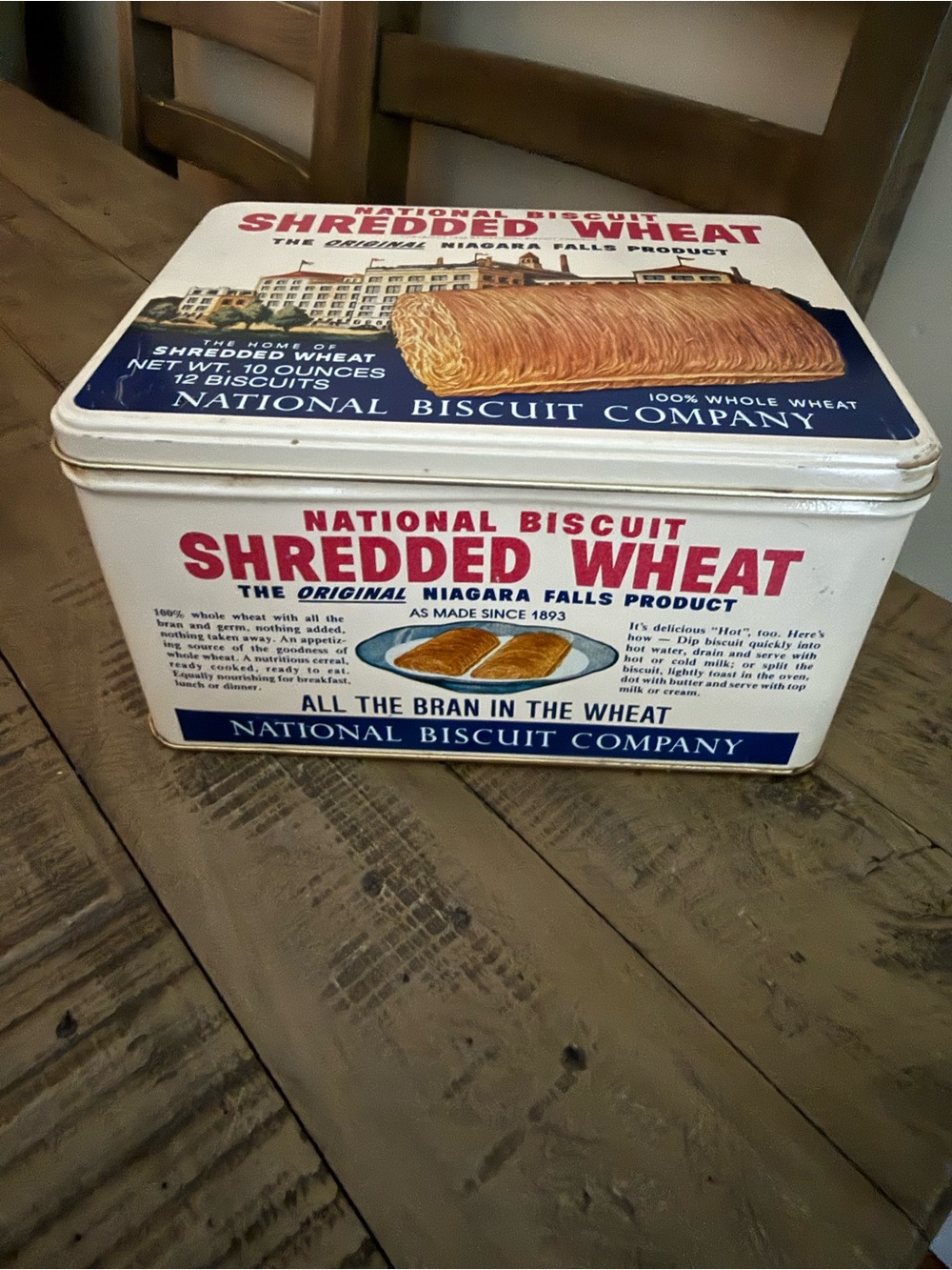 National Biscuit Vtg Shredded Wheat Decorative collector Storage Tin - 1987
